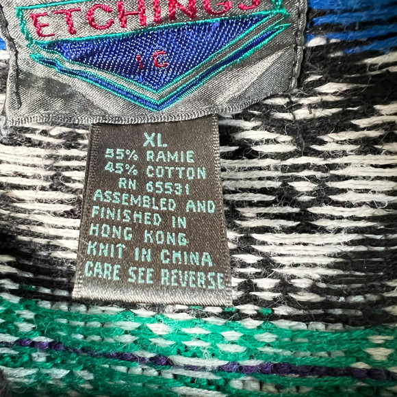 Vintage Etchings Textured 3D Knit Crewneck Sweater Size Extra Large Cosby Chunky - Picture 5 of 6